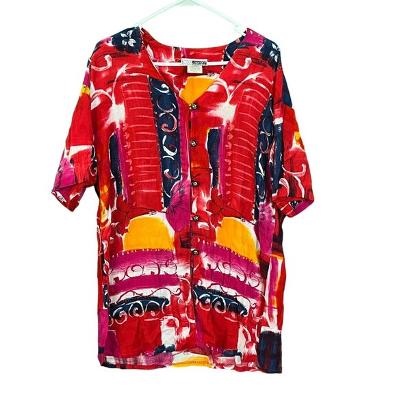 Vintage Womens 2 Piece Top Skirt Set 80's 90's Abstract Design CM Shapes Size LG - Picture 2 of 8